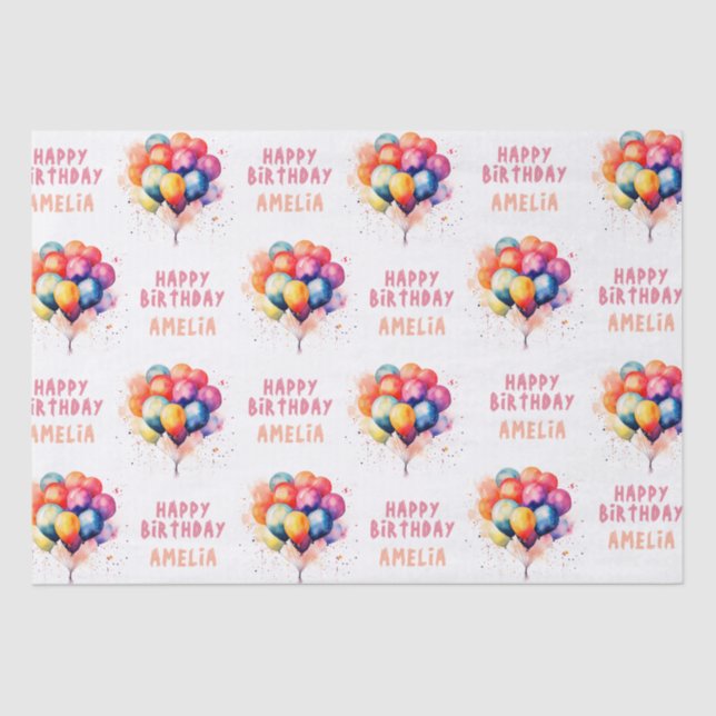 Colourful Balloons Kids Happy Birthday Gift Tissue Paper (Front)