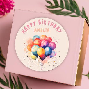 Colourful Balloons Kids Happy Birthday Party Classic Round Sticker