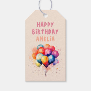 Colourful Balloons Kids Happy Birthday Party Gift Tags