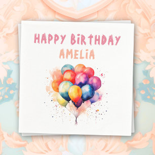 Colourful Balloons Kids Happy Birthday Party Napkin