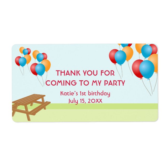 Colourful balloons outdoor picnic party favour lab (Front)