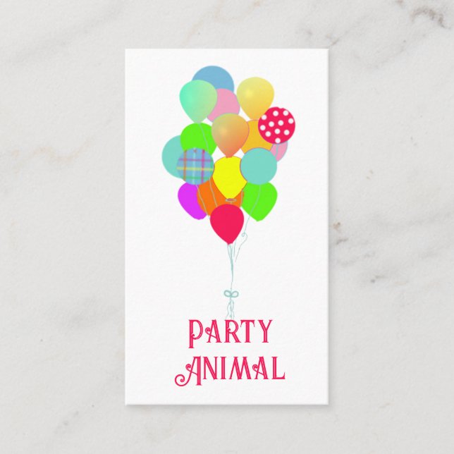 Colourful Balloons Party Planner Business Card (Front)