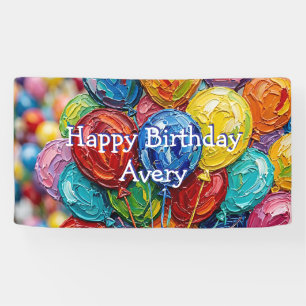 Colourful Balloons   Personalised Happy Birthday Banner