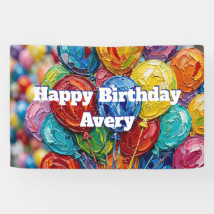 Colourful Balloons   Personalised Happy Birthday Banner