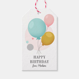 Colourful Balloons Personalised Happy Birthday Gift Tags