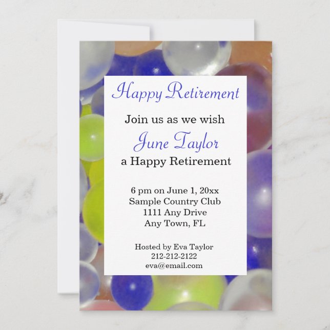 Colourful Balloons Retirement Party Invitation (Front)