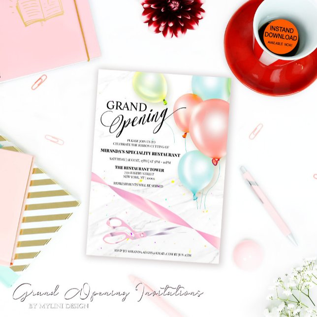 Colourful Balloons Ribbon Cutting Grand Opening Invitation (Creator Uploaded)