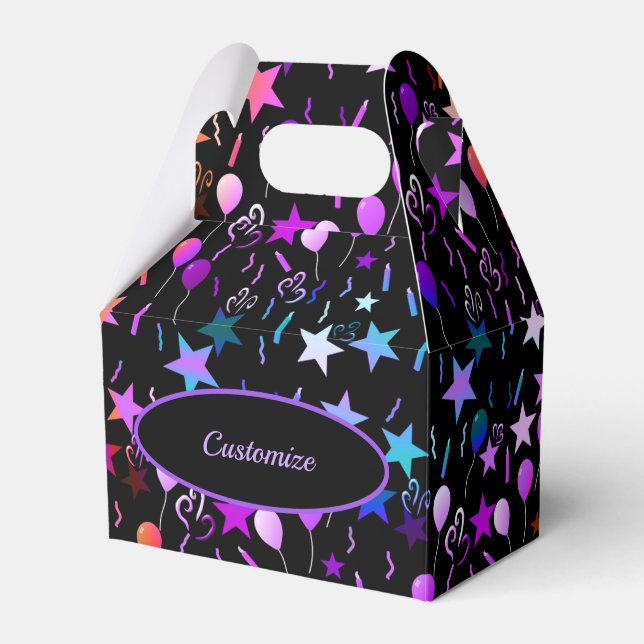Colourful Balloons & Stars Gable Favour Box (Front Side)
