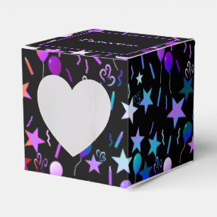 Colourful Balloons & Stars Heart Favour Box