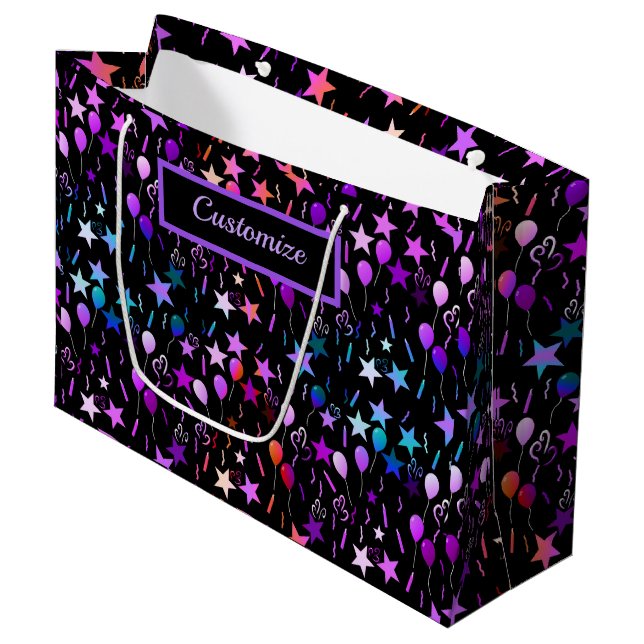 Colourful Balloons & Stars Large Gift Bag (Front Angled)