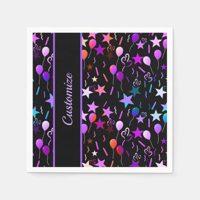Colourful Balloons & Stars Party Napkins 2 (Front)