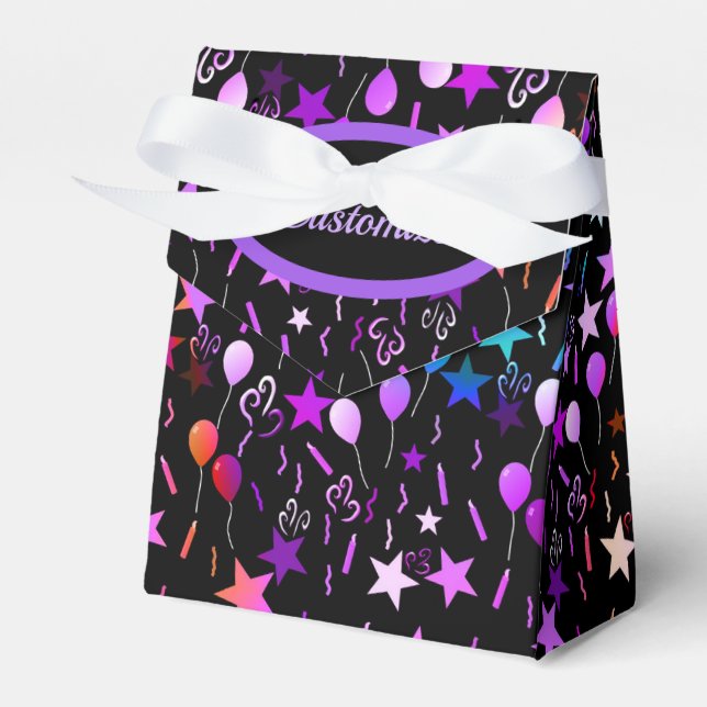 Colourful Balloons & Stars Tent Favour Box (Front Side)