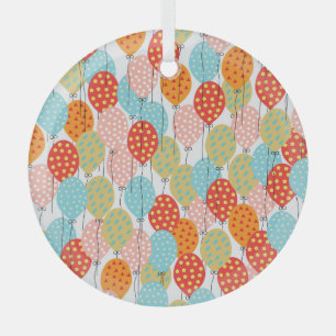 Colourful Balloons Variety Seamless Pattern Glass Tree Decoration
