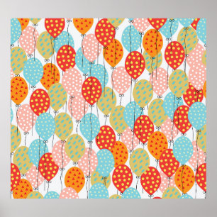 Colourful Balloons Variety Seamless Pattern Poster