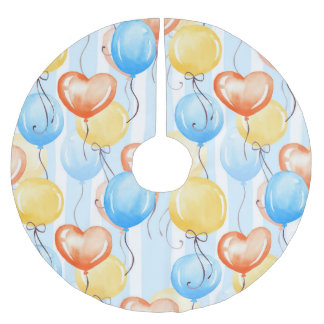 Colourful balloons: watercolor seamless pattern. brushed polyester tree skirt