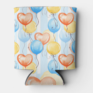 Colourful balloons: watercolor seamless pattern. can cooler