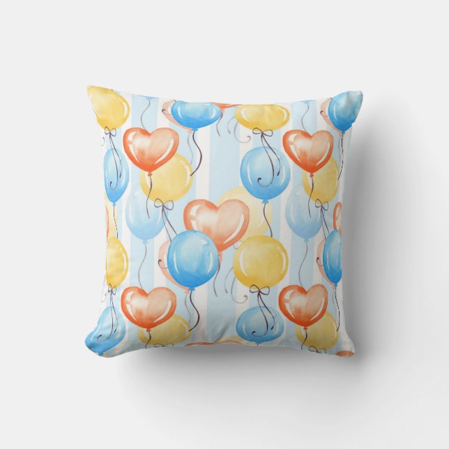 Colourful balloons: watercolor seamless pattern. cushion (Front)