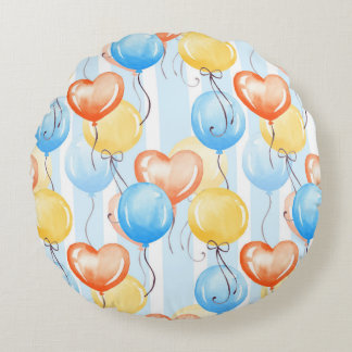 Colourful balloons: watercolor seamless pattern. round cushion
