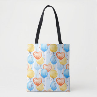 Colourful balloons: watercolor seamless pattern. tote bag