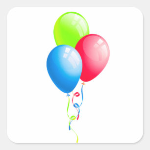 Colourful Balloons With Ribbons Square Sticker