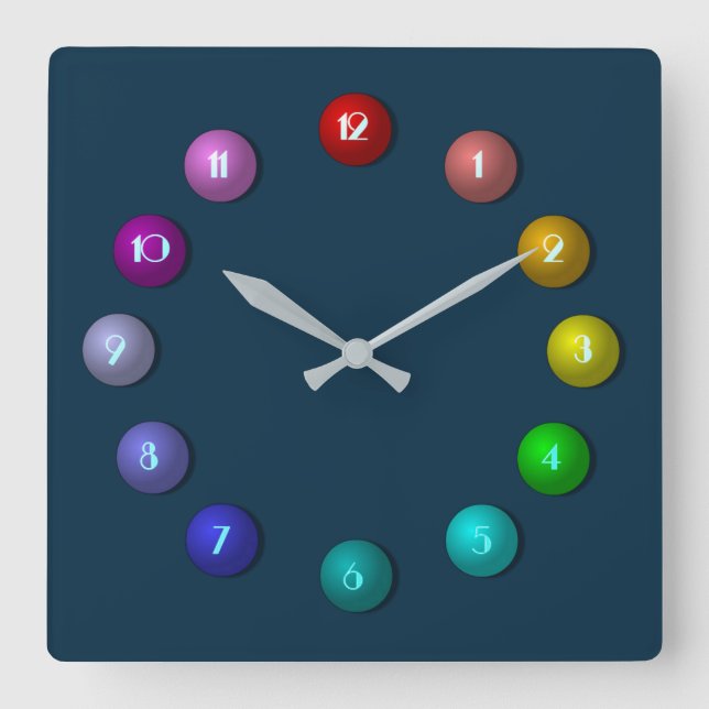 Colourful Balls Square Wall Clock (Front)