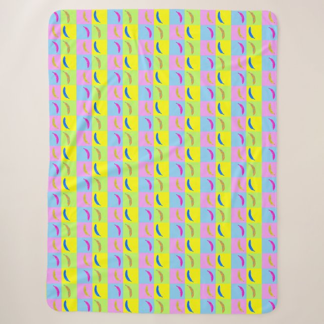 Colourful Banana Pattern in Pop Art Style Sherpa Blanket (Front)