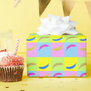 Colourful Banana Pattern in Pop Art Style Wrapping Paper