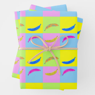 Colourful Banana Pattern in Pop Art Style Wrapping Paper Sheet