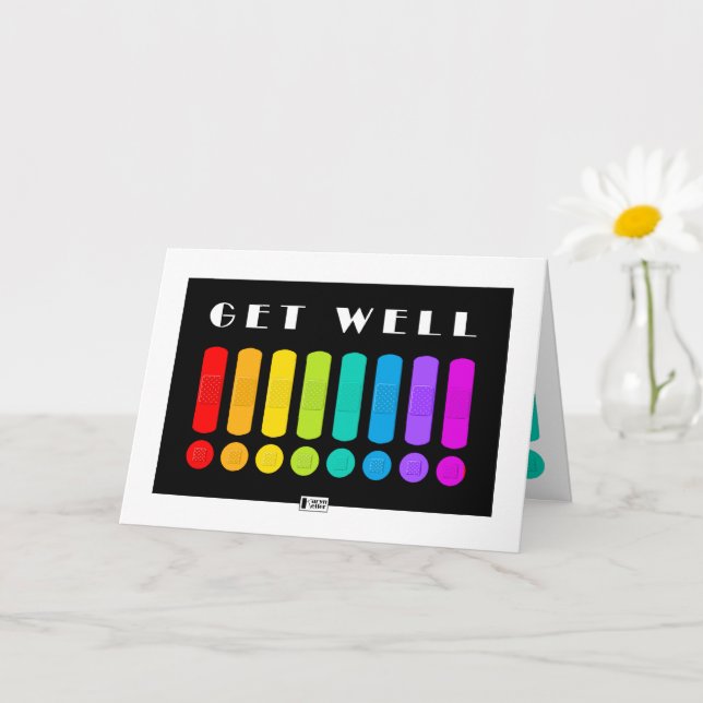 Colourful Band-Aids Get Well card (Small Plant)
