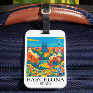 Colourful Barcelona Spain Travel Sagrada Familia Luggage Tag