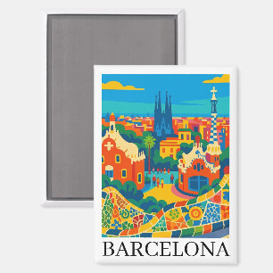 Colourful Barcelona Spain Travel Sagrada Familia Magnet