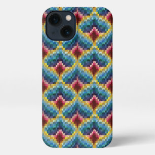 Colourful Bargello Embroidery Boho Chic Pattern iPhone 13 Case
