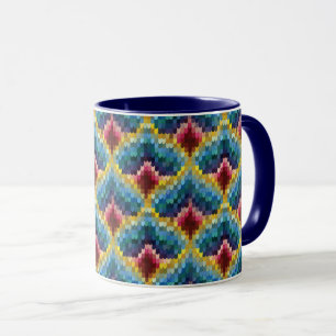 Colourful Bargello Embroidery Boho Chic Pattern Mug