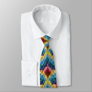 Colourful Bargello Embroidery Boho Chic Pattern Tie