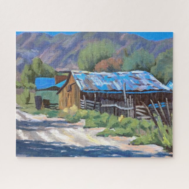 Colourful Barn in Mountain Ranch Scene Jigsaw Puzz Puzzle (Horizontal)