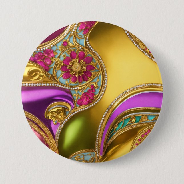 Colourful Baroque Patterned Design" 7.5 Cm Round Badge (Front)