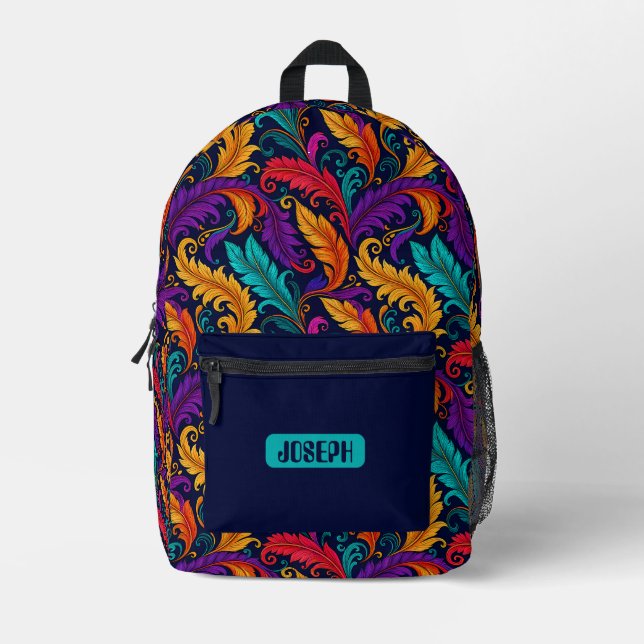 Colourful Baroque Swirl Backpack (Front)