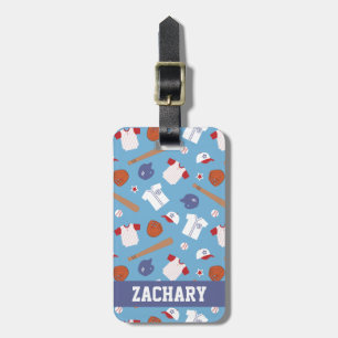 Colourful Baseball Theme Pattern For Boys Luggage Tag