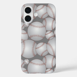 Colourful Baseballs Pattern Grey iPhone 16 Case