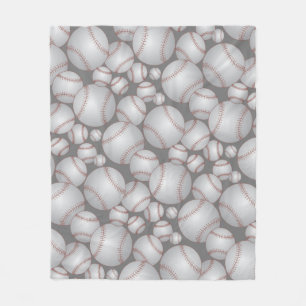 Colourful Baseballs Pattern Grey Fleece Blanket