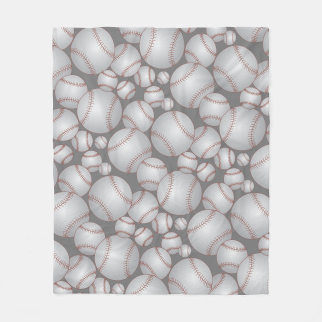 Colourful Baseballs Pattern Grey Fleece Blanket (Front)