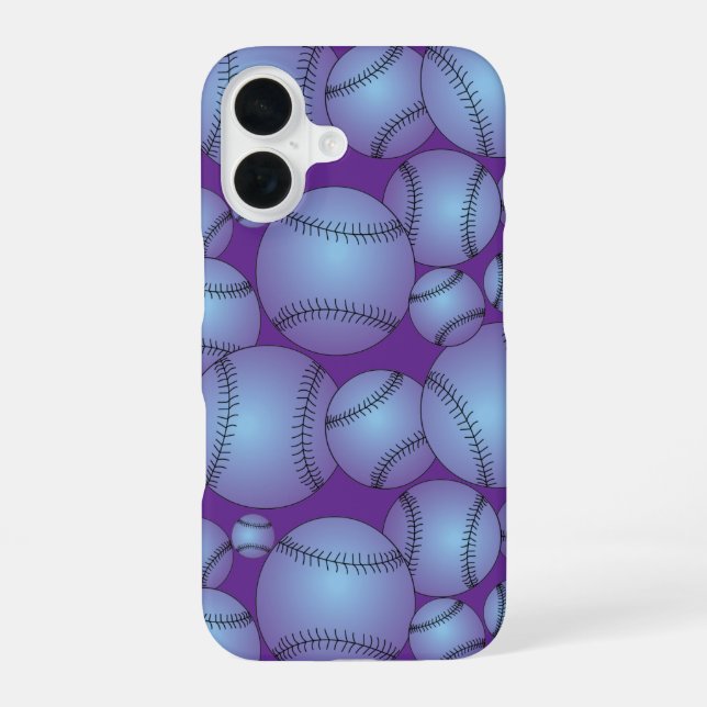 Colourful Baseballs Pattern iPhone 16 Case (Back)