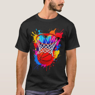 Colourful Basketball Colour Splaie Dye Hoop Net Gr T-Shirt