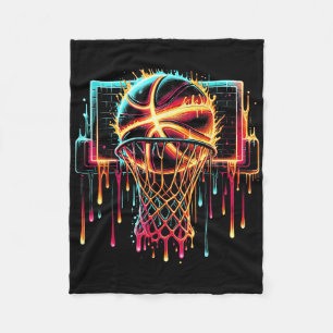 Colourful Basketball Dripping Colour Splash Hoop N Fleece Blanket