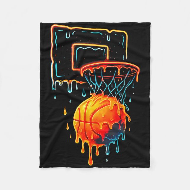 Colourful Basketball Dripping Colour Splash Hoop N Fleece Blanket (Front)