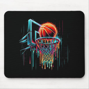 Colourful Basketball Dripping Colour Splash Hoop N Mouse Pad