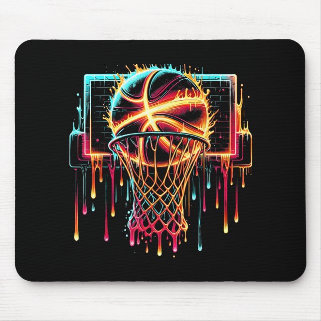 Colourful Basketball Dripping Colour Splash Hoop N Mouse Pad (Front)