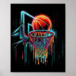 Colourful Basketball Dripping Colour Splash Hoop N Poster