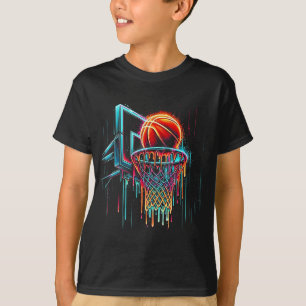 Colourful Basketball Dripping Colour Splash Hoop N T-Shirt