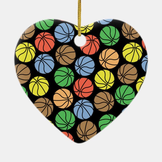 Colourful Basketball Pattern Ceramic Tree Decoration (Back)